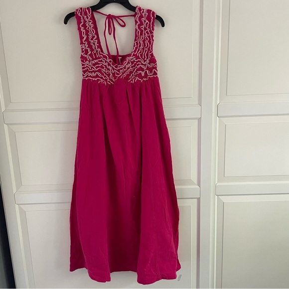 New! Free People Feel The Frill Midi Dress in Love Potion 20976 - Picture 5 of 12